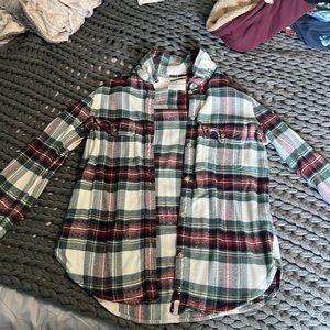 American Eagle green and red flannel